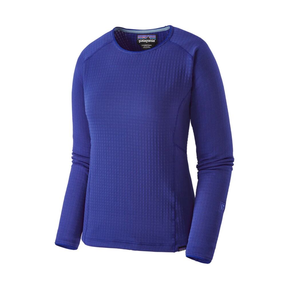 Patagonia R1 Pullover Women’s Small Blue Grid Fleece Base Layer Long Sleeve
